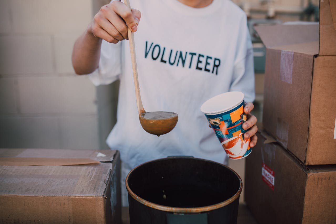 Nonprofit volunteers providing community service through a 501(c)(3) charity
