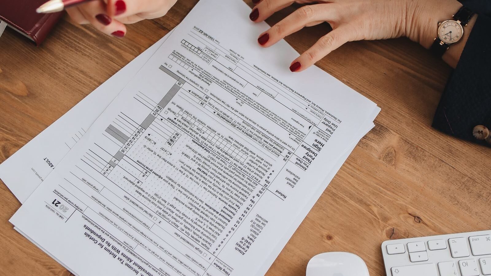 Form 990 nonprofit tax return paperwork on a desk