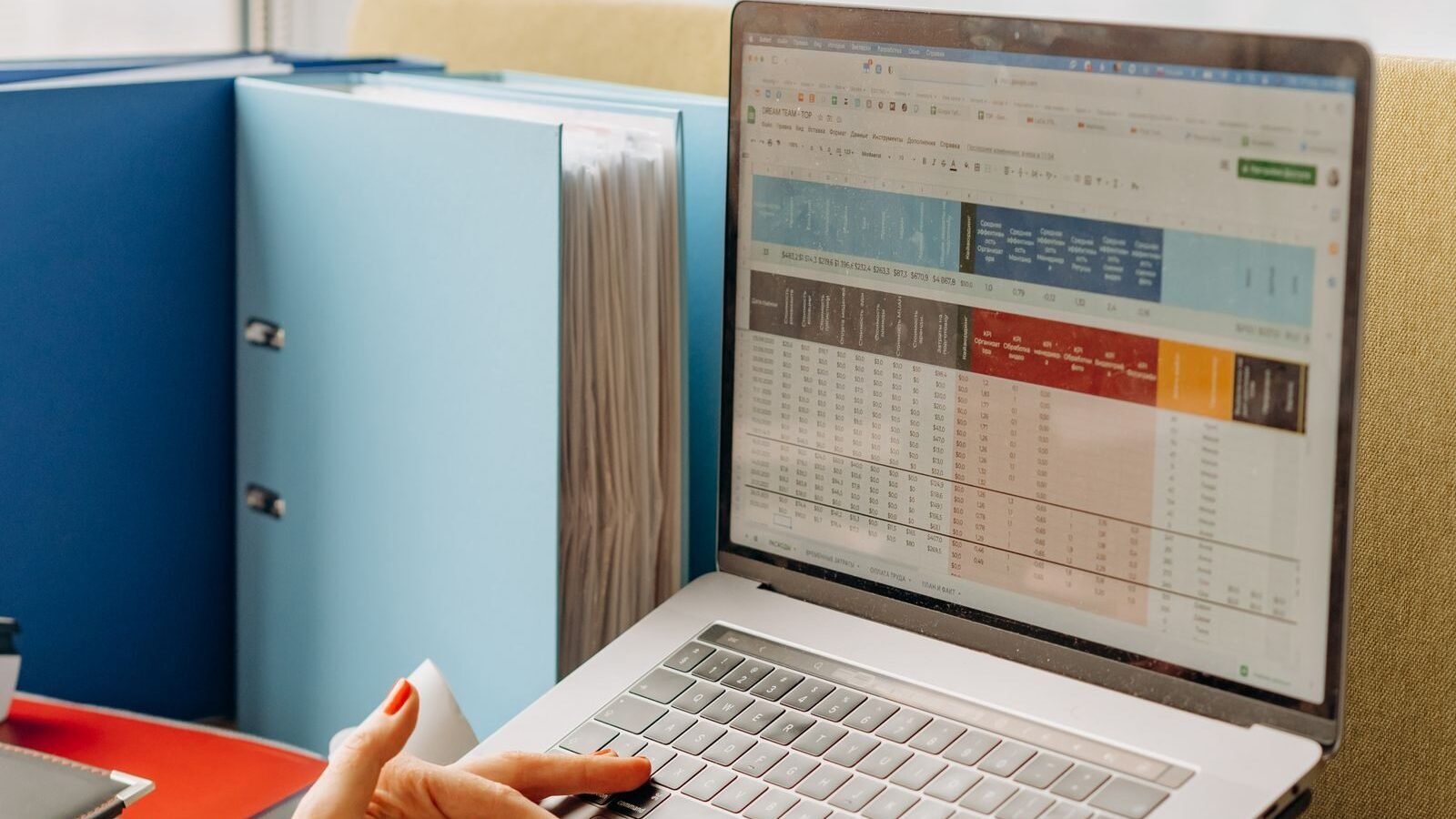 Laptop showing a spreadsheet prospect list of nonprofit organizations